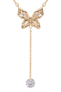 Cubic Zirconia Drop Butterfly Pendant Necklace