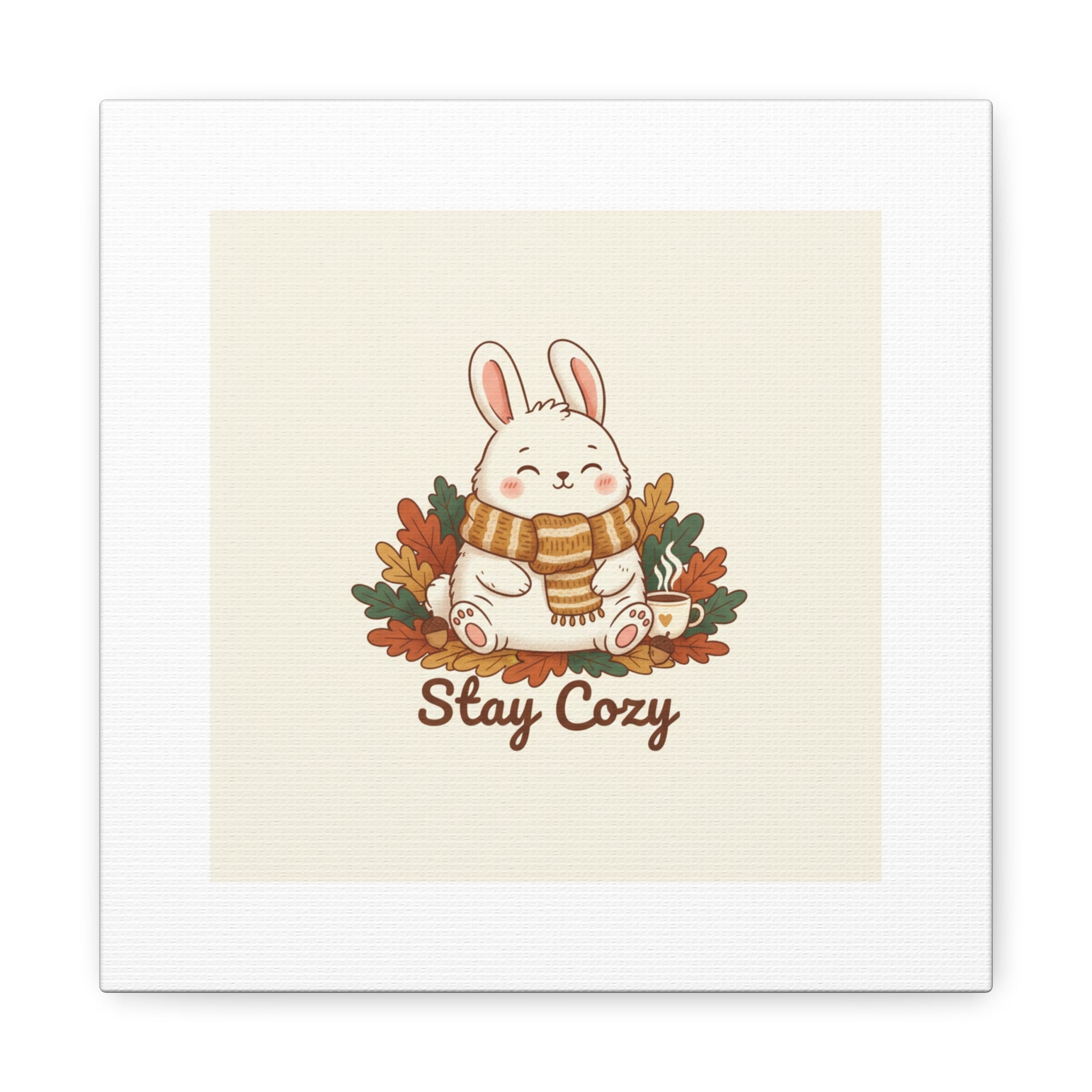 Cozy Bunny Illustration Canvas | Cute Critter Winter Forest Art