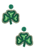 Clover Beaded Saint Patricks Day Earrings