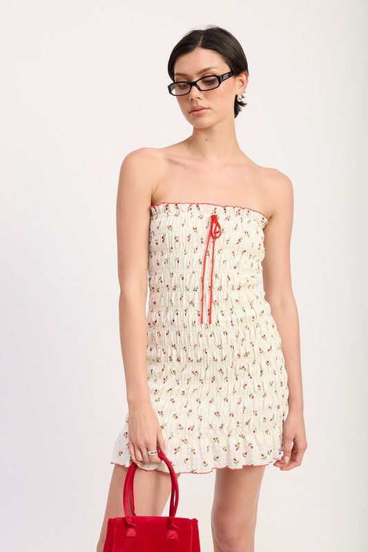 FLORAL SMOCKED TUBE DRESS