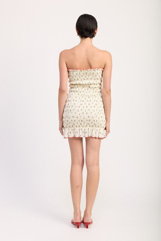 FLORAL SMOCKED TUBE DRESS