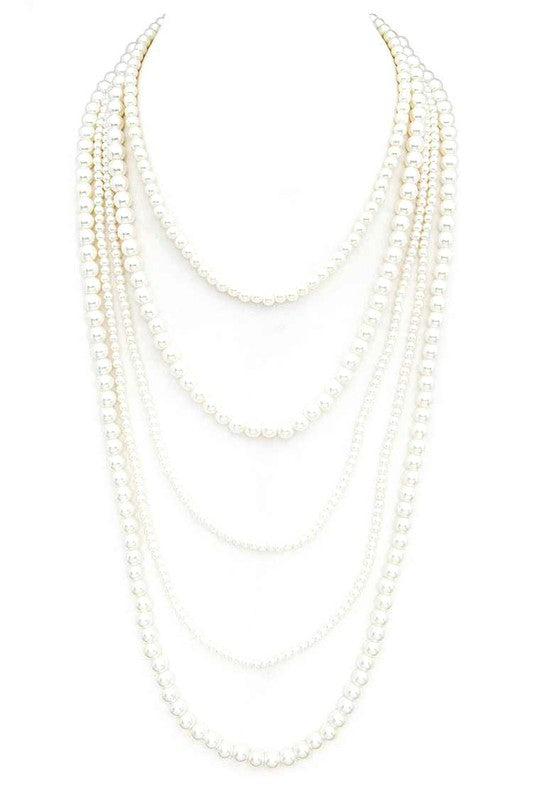 Glass Pearl Layer Statement Necklace