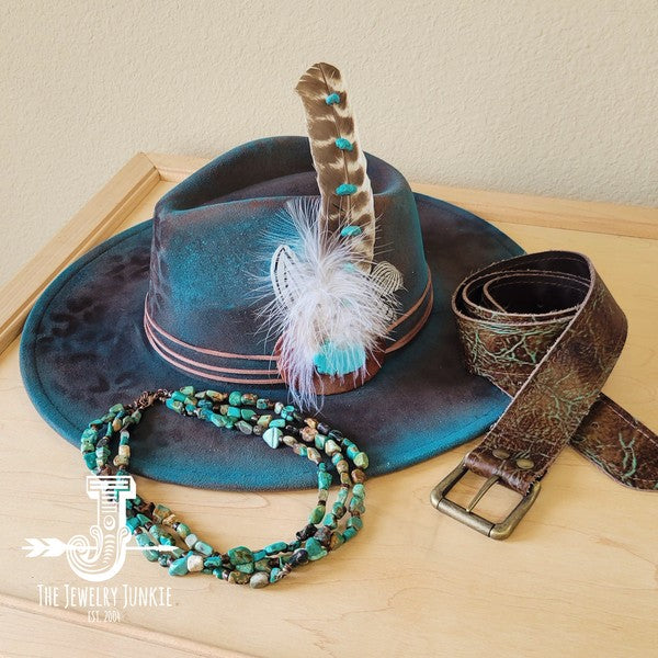 Genuine HuBei Turquoise & Wood Triple Strand Necklace