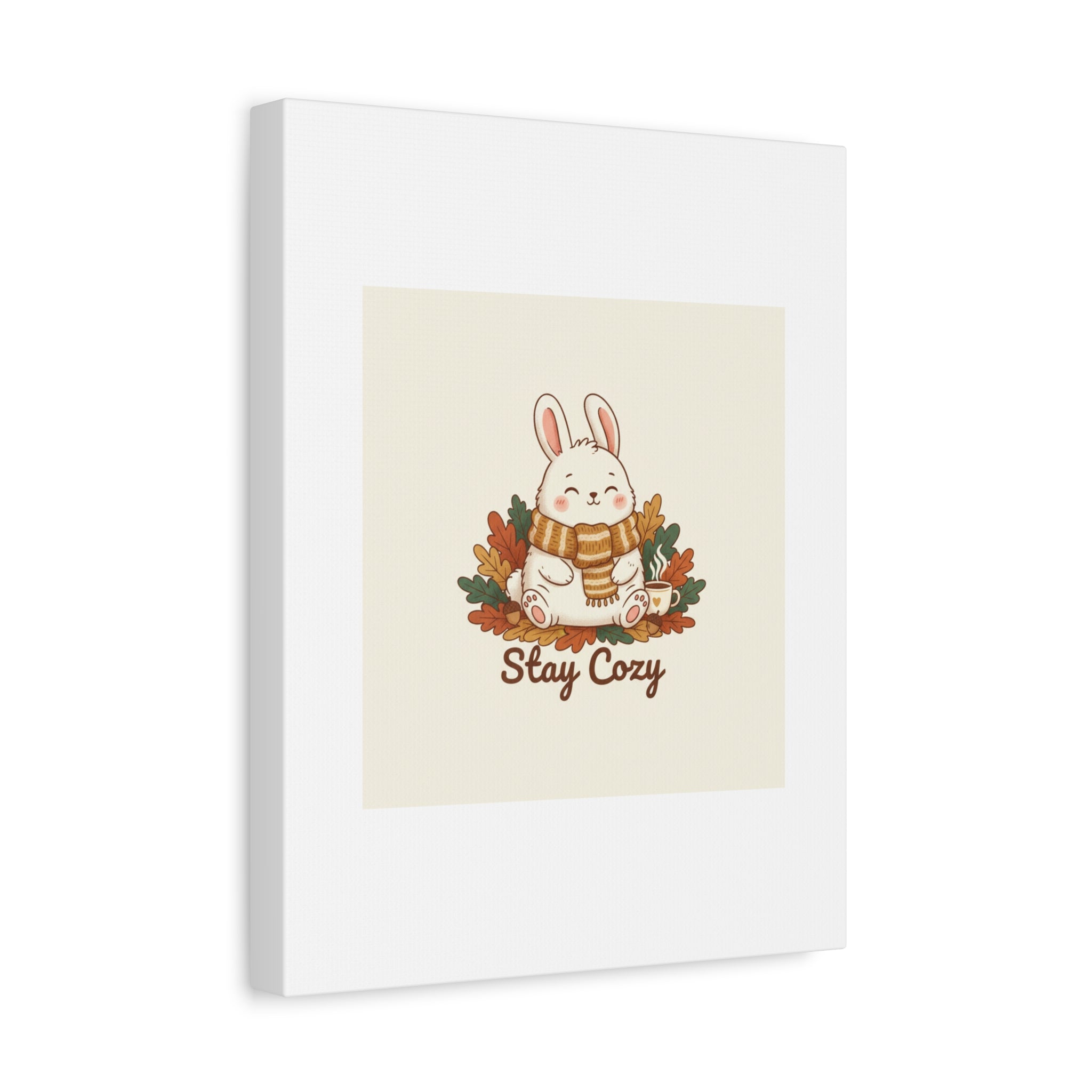 Cozy Bunny Illustration Canvas | Cute Critter Winter Forest Art