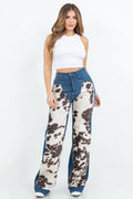 GJG Denim Cow Hide Wide Leg Jean