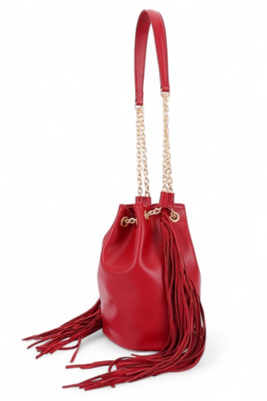 Fringed Accent Boho Bucket Bag