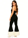 GJG Denim Western  Black Denim Bell Bottom Jean with Sherpa