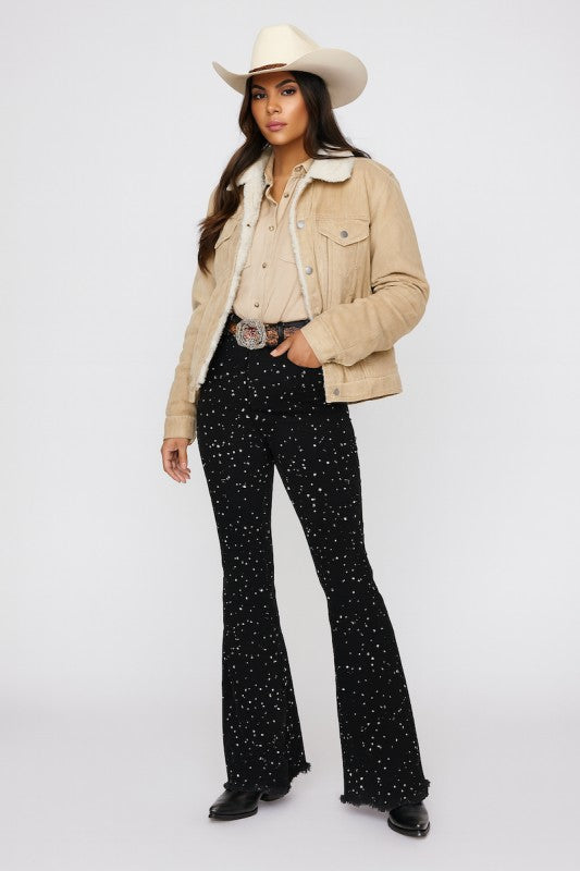 GJG Denim Vegas Glam Bell Bottom Jean in Black Denim