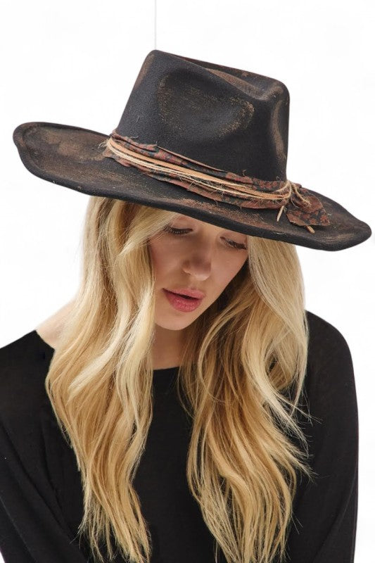 Distress Vintage Shapable Fedora Cowboy Hat