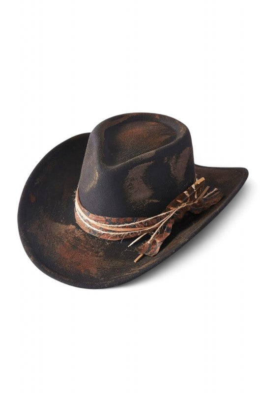 Distress Vintage Shapable Fedora Cowboy Hat