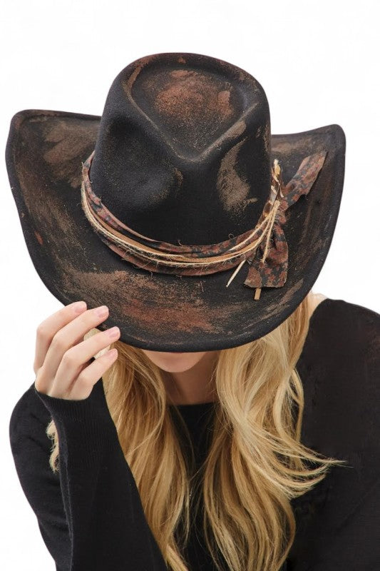Distress Vintage Shapable Fedora Cowboy Hat