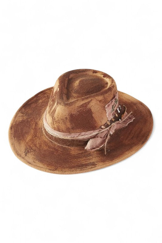 Caramel Distress Vintage Shapable Fedora Cowboy Hat