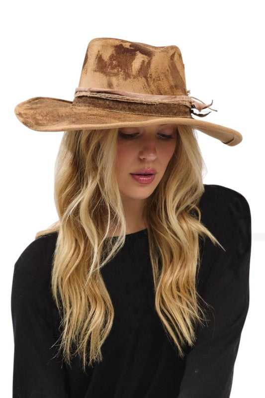 Caramel Distress Vintage Shapable Fedora Cowboy Hat