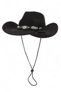 Faux Wool Felt Cowboy Hat with Metal Band