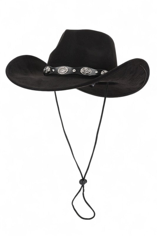 Faux Wool Felt Cowboy Hat with Metal Band