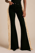 GJG Denim Texas Sun Bell Bottom Jean- Beige Fringe