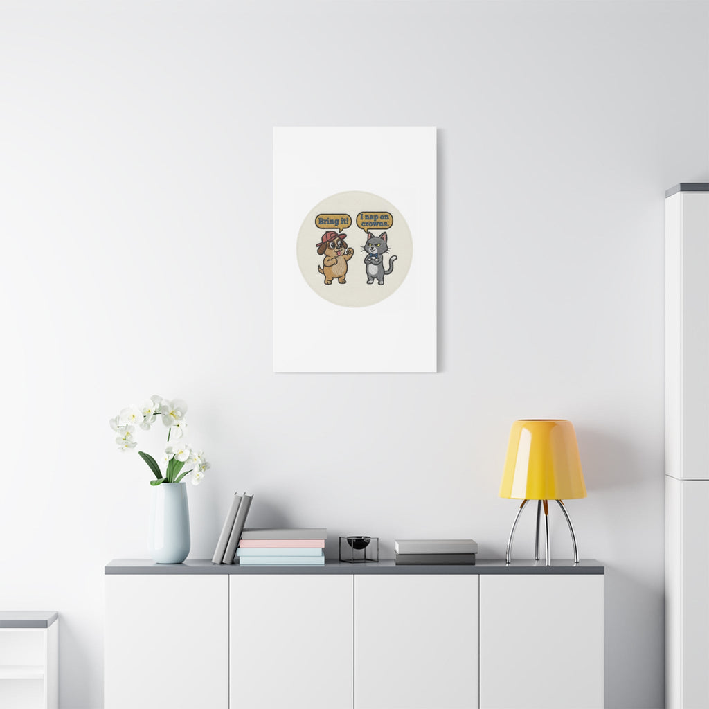Funny Cat vs Dog Canvas | Pet Rivalry Wall Art