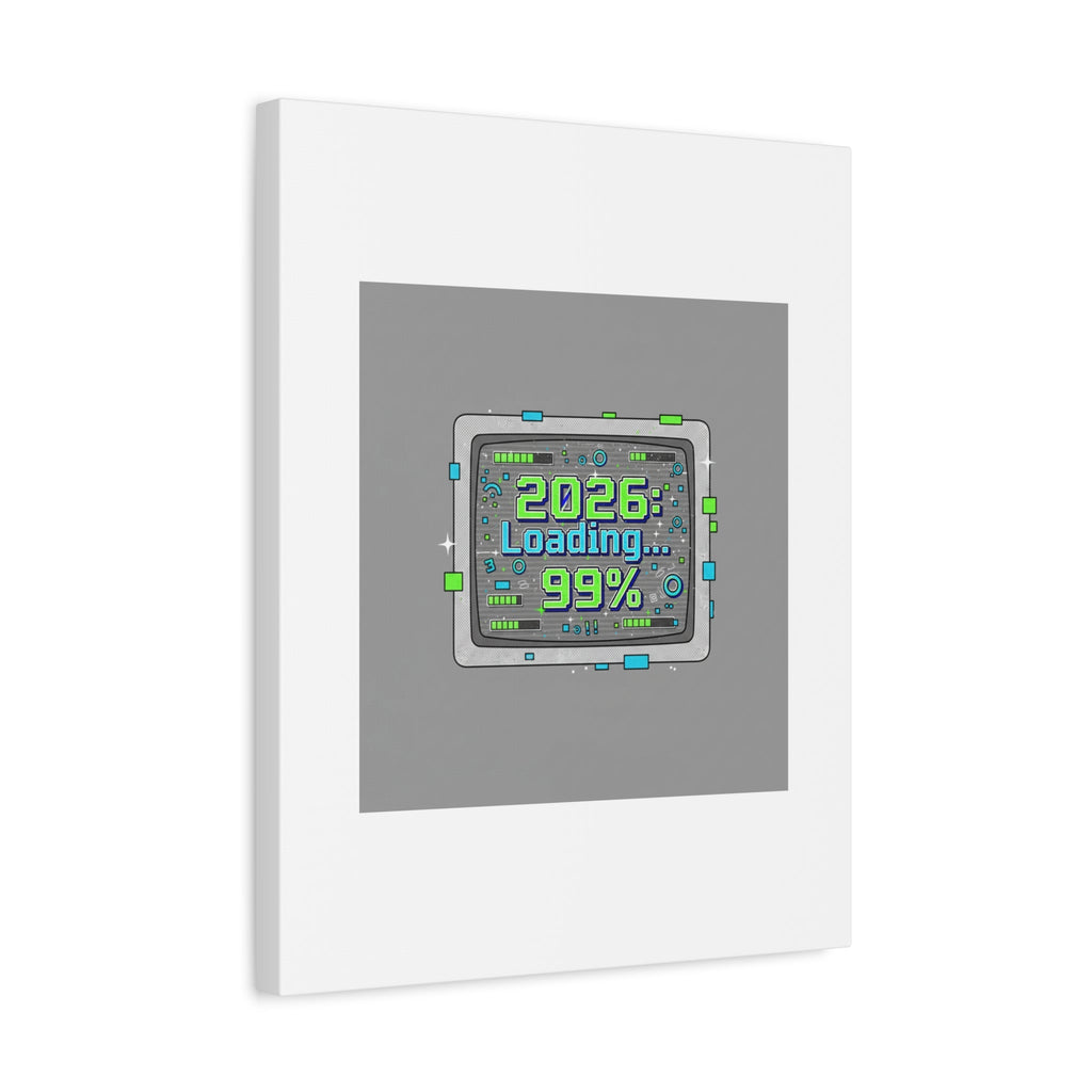 2026 Loading 99% Canvas | NYE countdown, retro system interface
