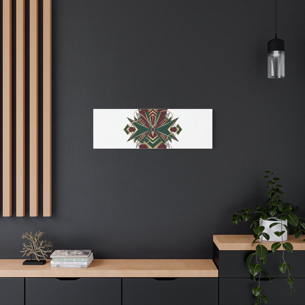 Art Deco geometric brass print Canvas | Neo-Deco chrome & gold fan motif