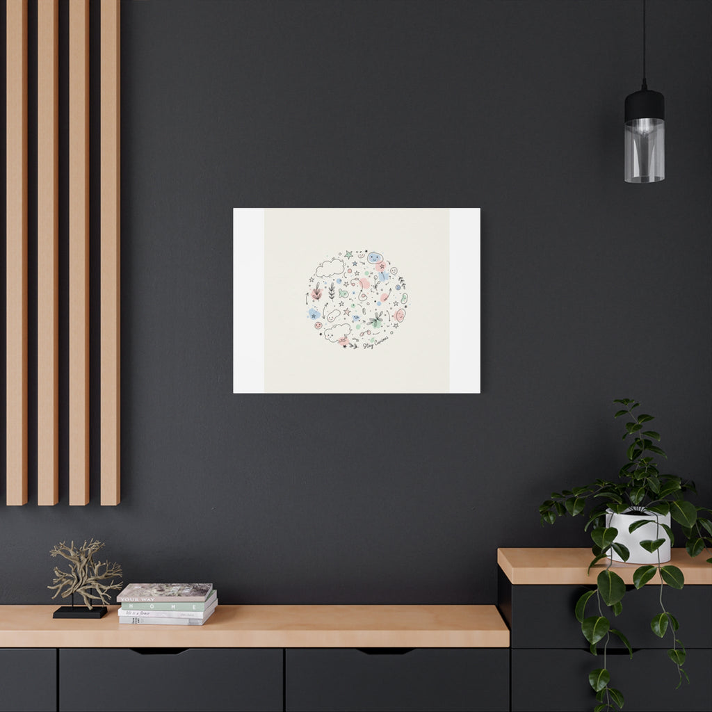 Doodle Circle Line Drawing Matte Canvas, Hand-Drawn Sketch Art