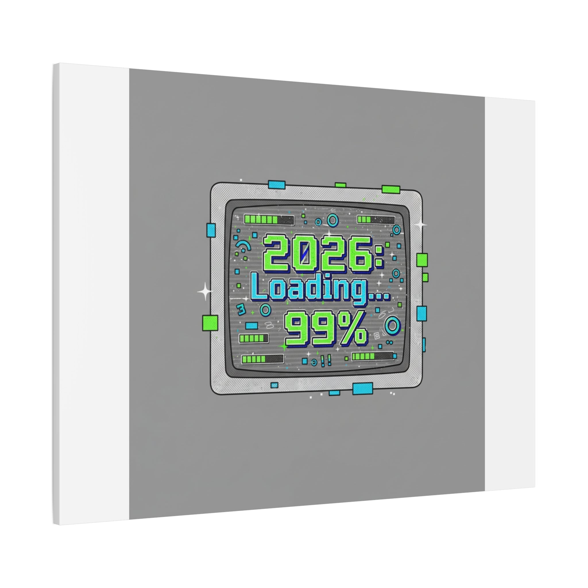 2026 Loading 99% Canvas | NYE countdown, retro system interface