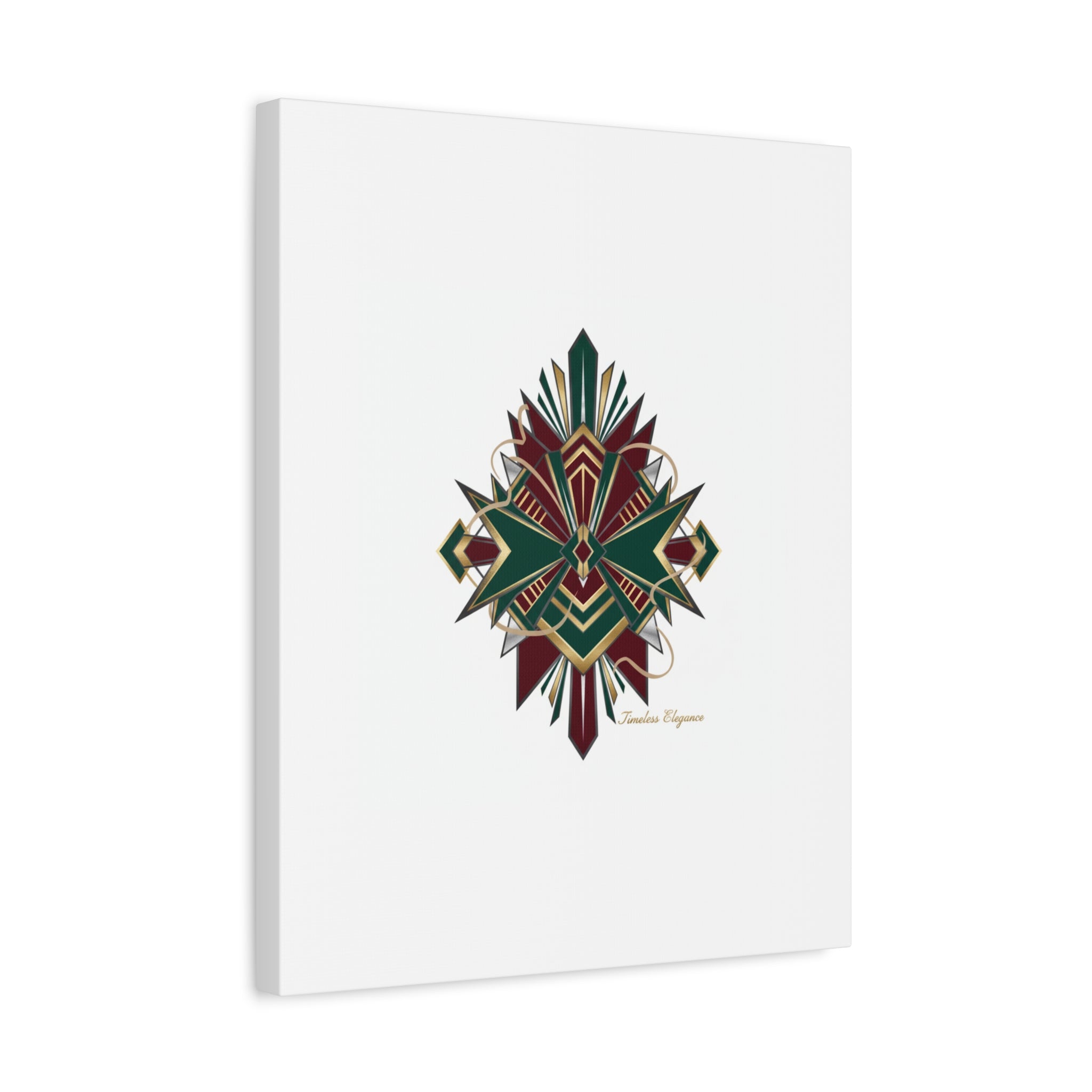 Art Deco geometric brass print Canvas | Neo-Deco chrome & gold fan motif