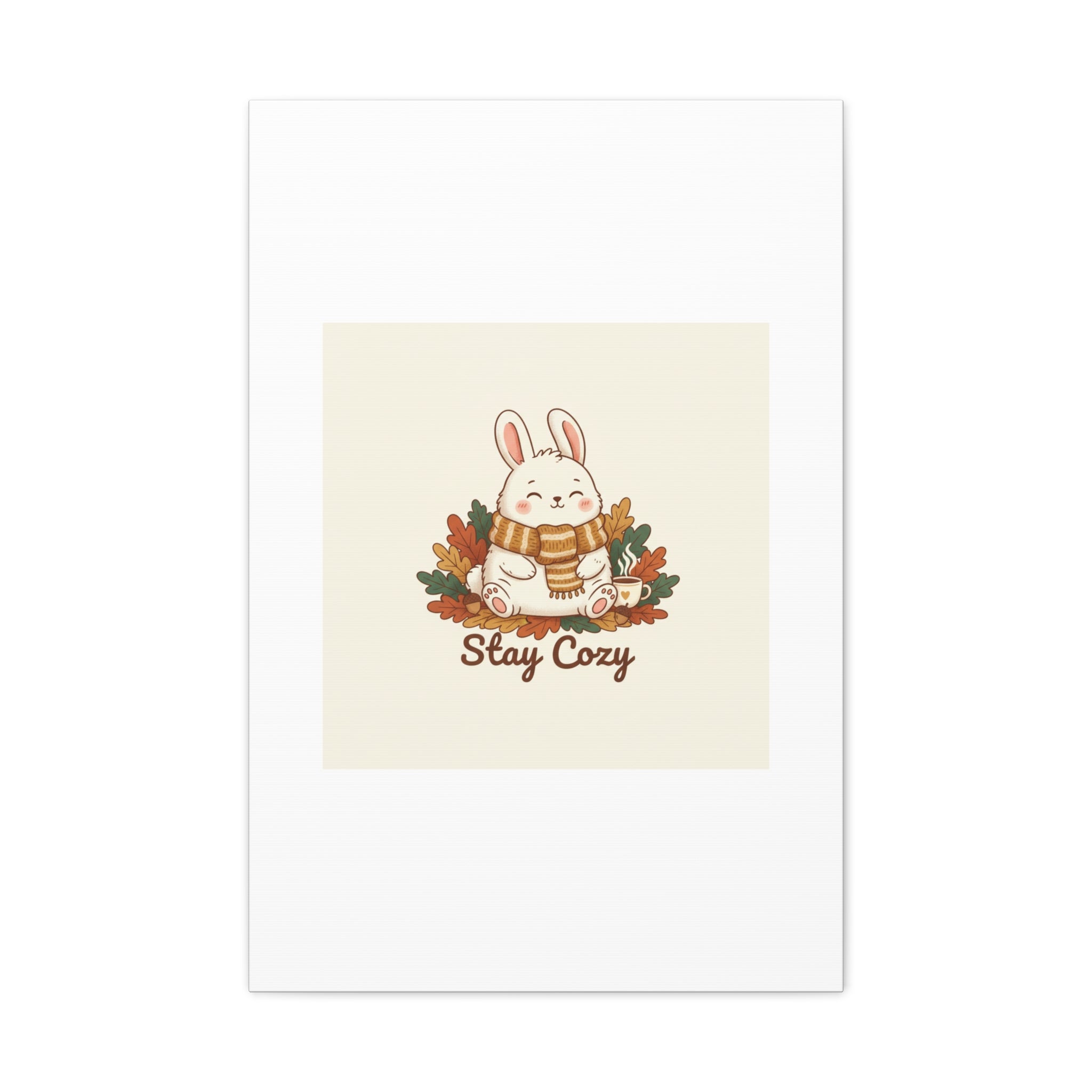 Cozy Bunny Illustration Canvas | Cute Critter Winter Forest Art