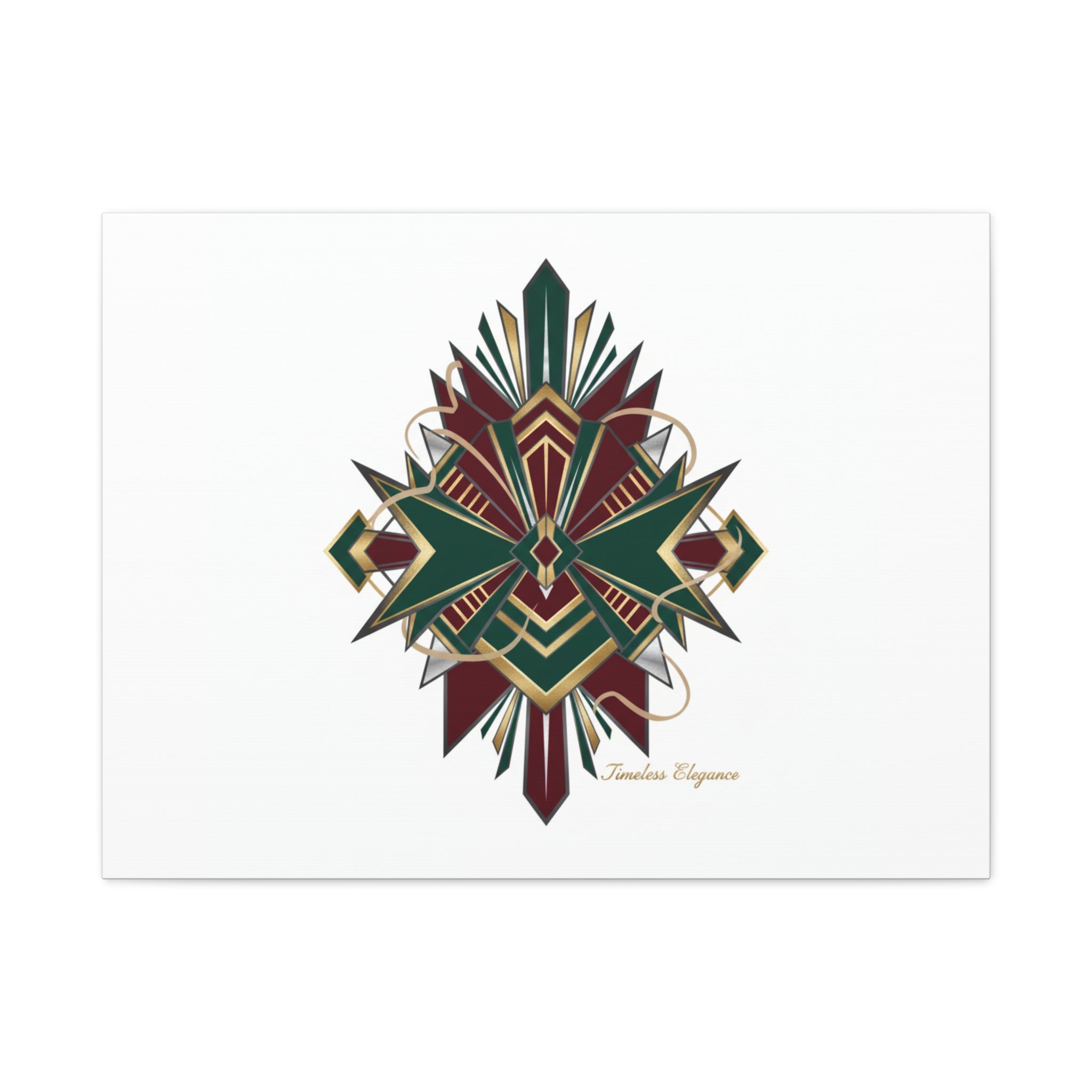 Art Deco geometric brass print Canvas | Neo-Deco chrome & gold fan motif