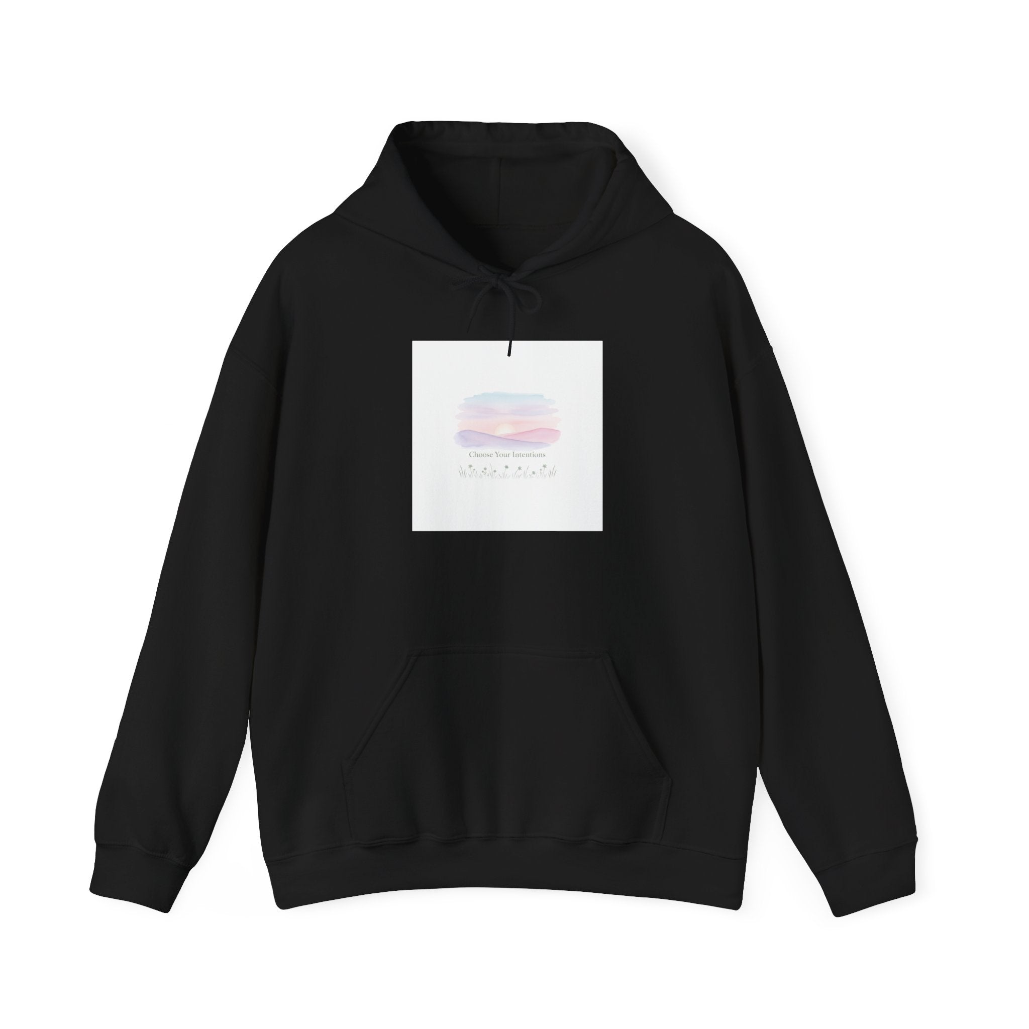gentle intentions hoodie | soft wellness, mindful resolution art