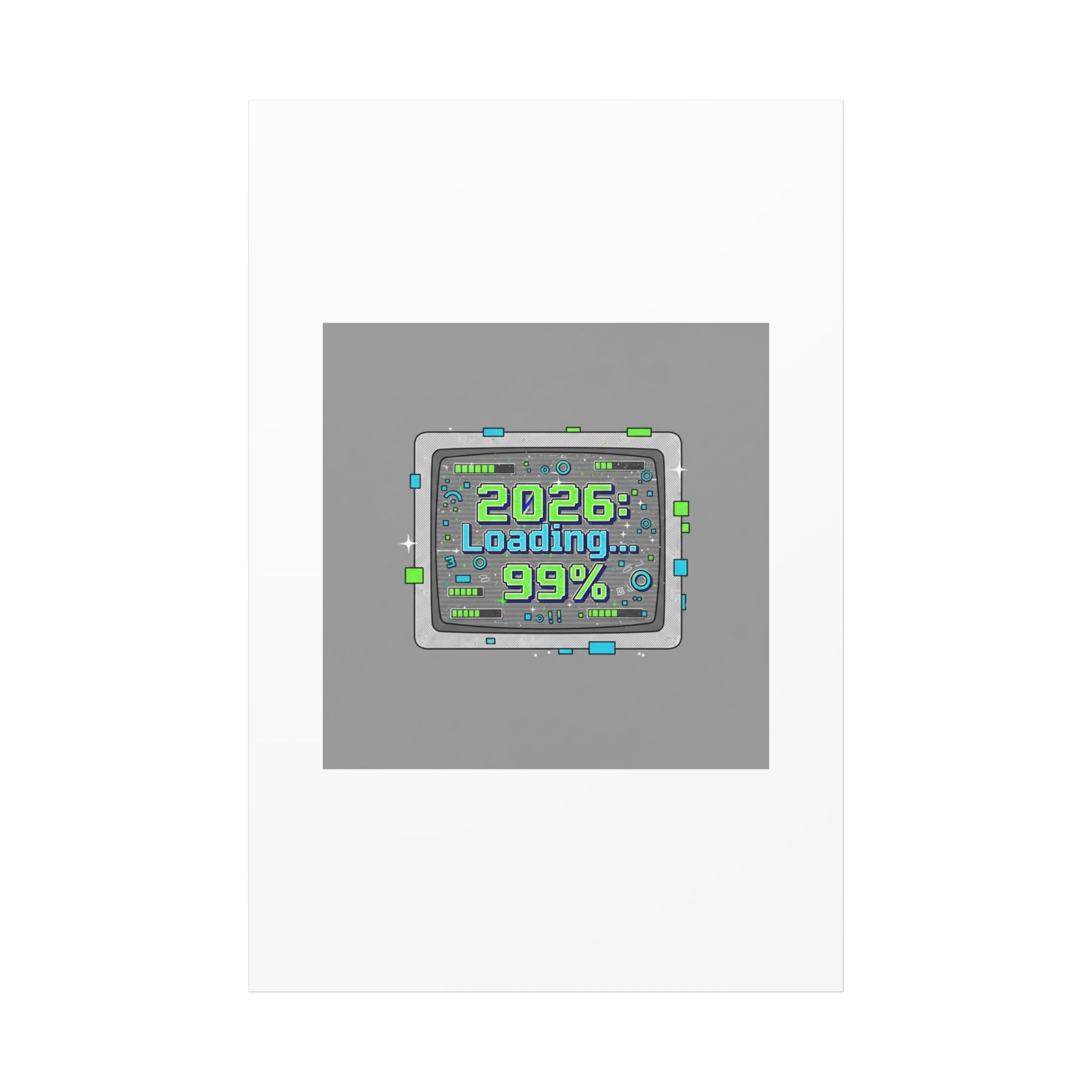 2026 Loading 99% Canvas | NYE countdown, retro system interface