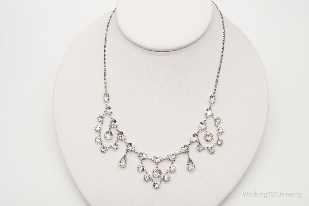 Antique Crystal Sterling Silver Necklace 16"