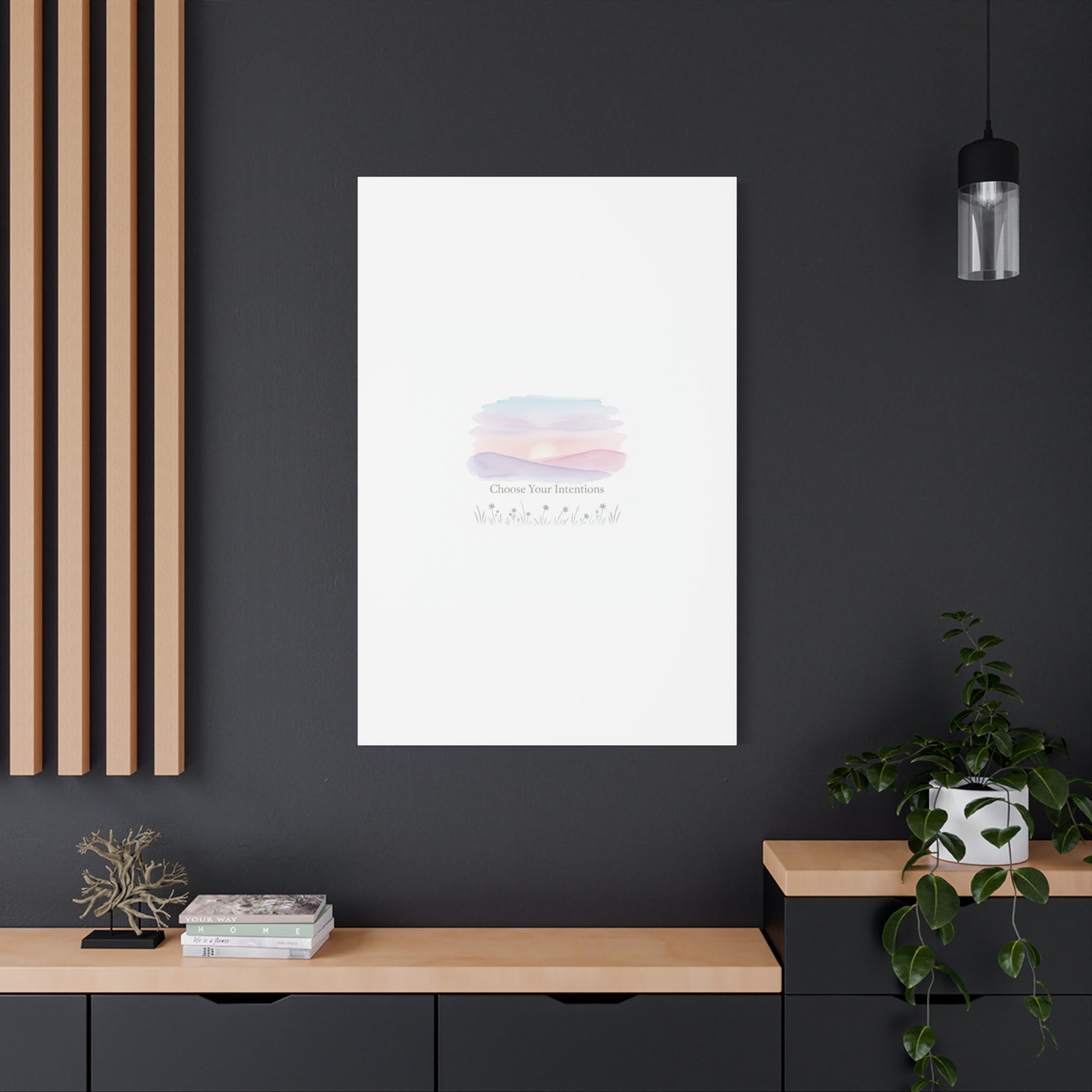 Choose Your Intentions Canvas, soft wellness poster, pastel gradient mindfulness art