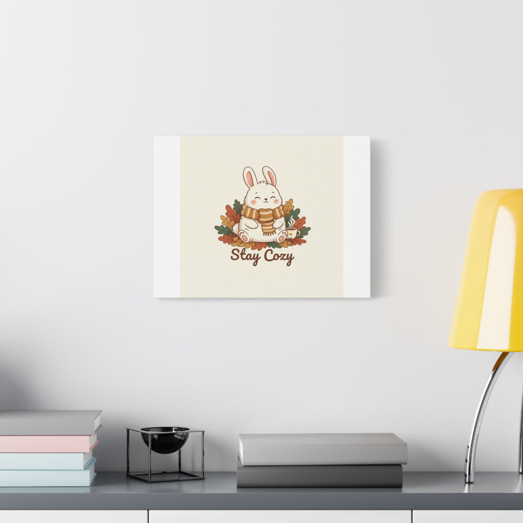 Cozy Bunny Illustration Canvas | Cute Critter Winter Forest Art