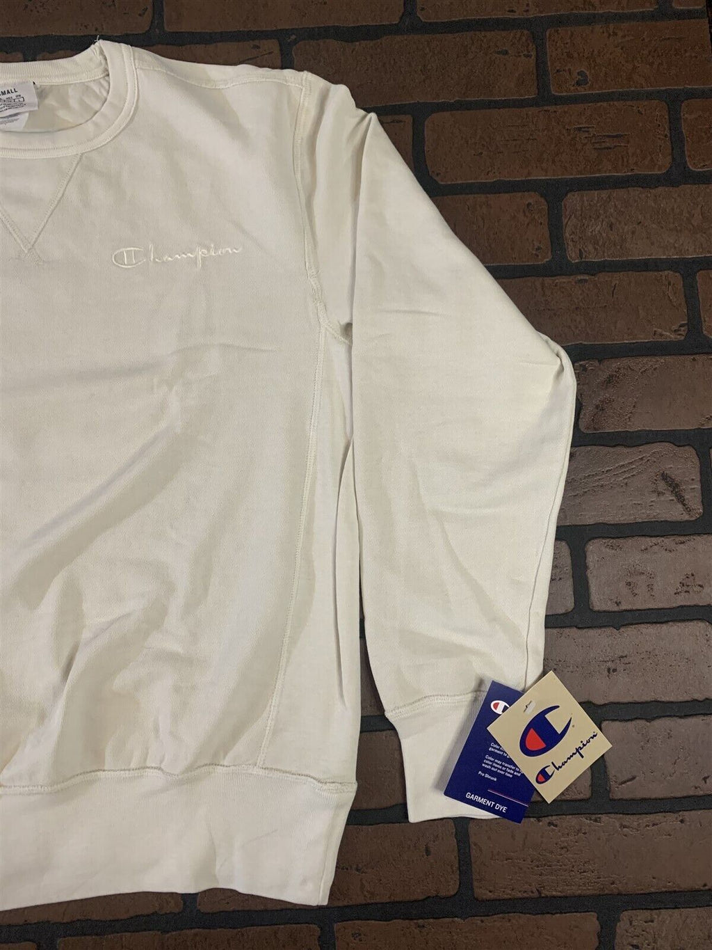 CHAMPION Stitched Light Cream Crew Neck~BRAND NEW~ S M L XL XXL
