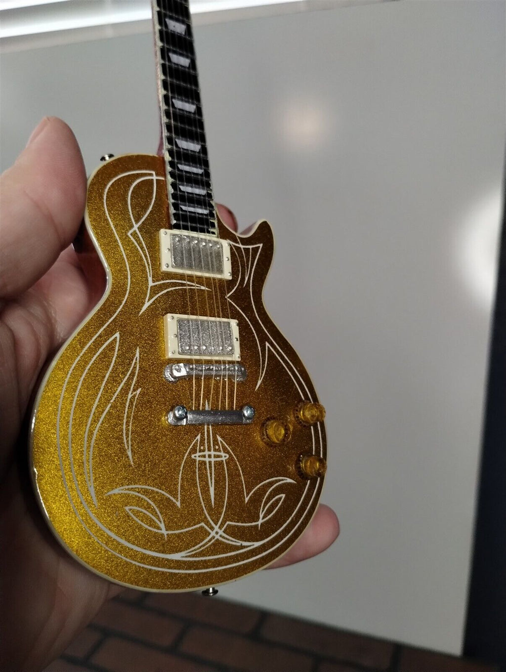 BILLY GIBBONS-Pinstripe Gibson LPaul Goldtop 1:4Scale Replica Guitar~Axe Heaven~