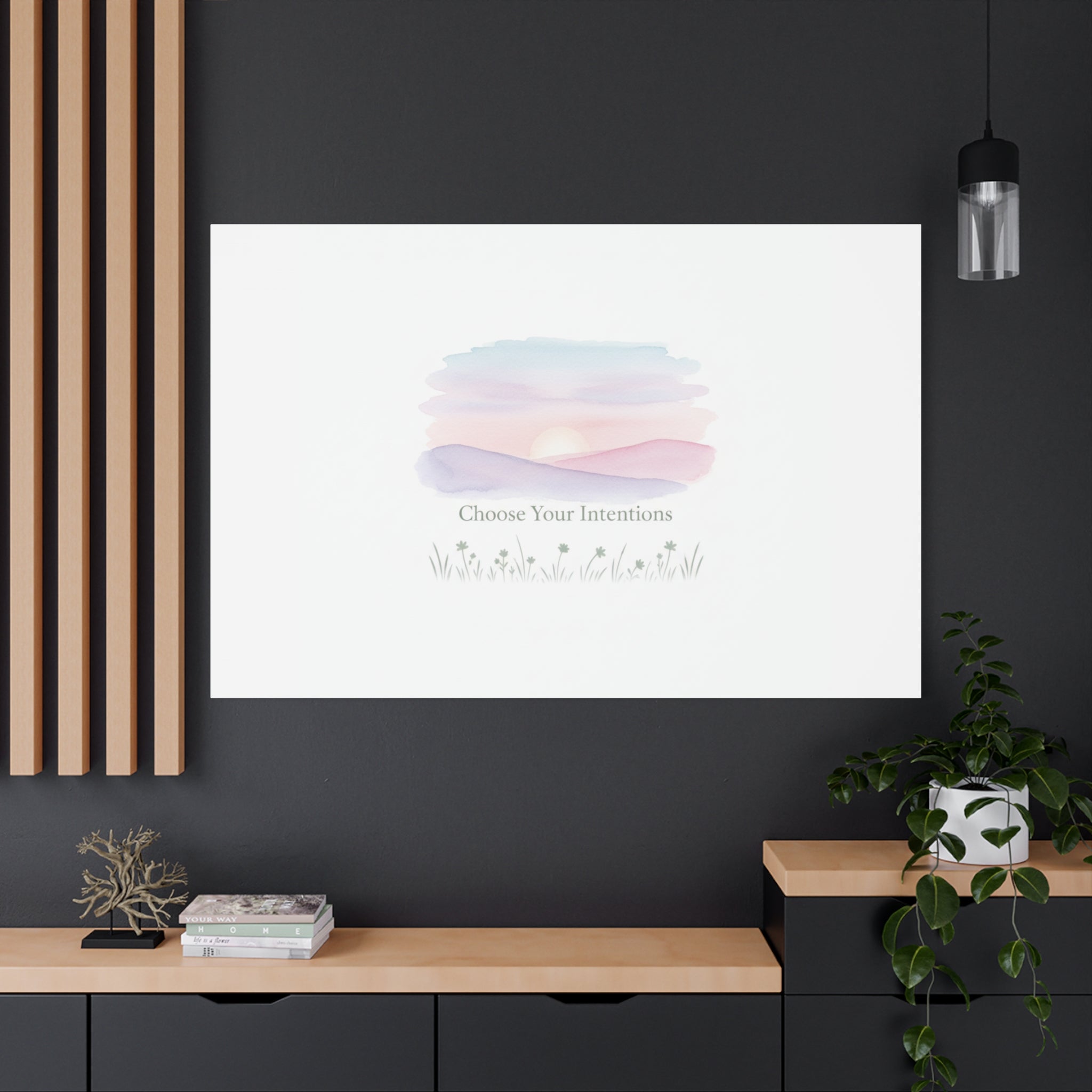 Choose Your Intentions Canvas, soft wellness poster, pastel gradient mindfulness art