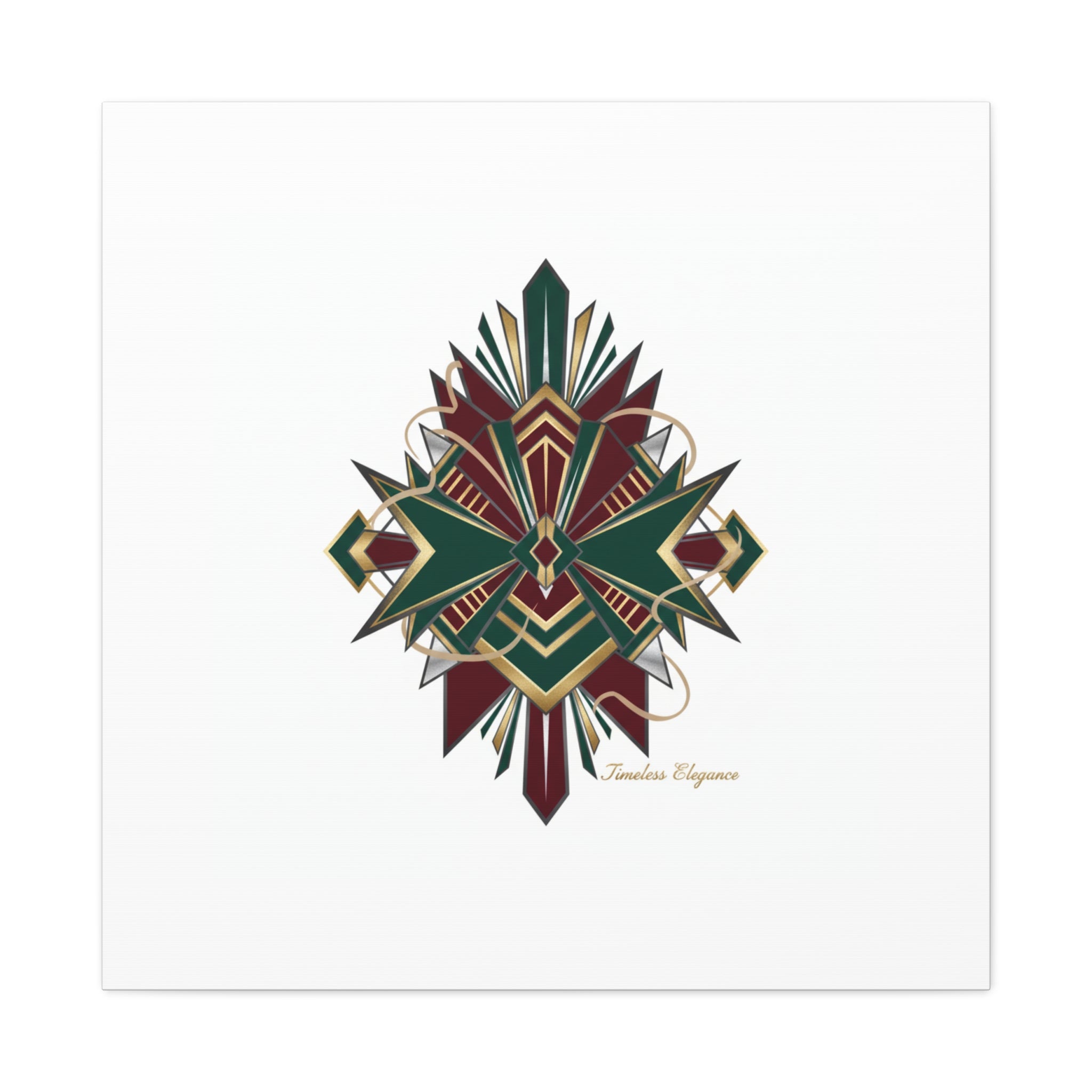 Art Deco geometric brass print Canvas | Neo-Deco chrome & gold fan motif