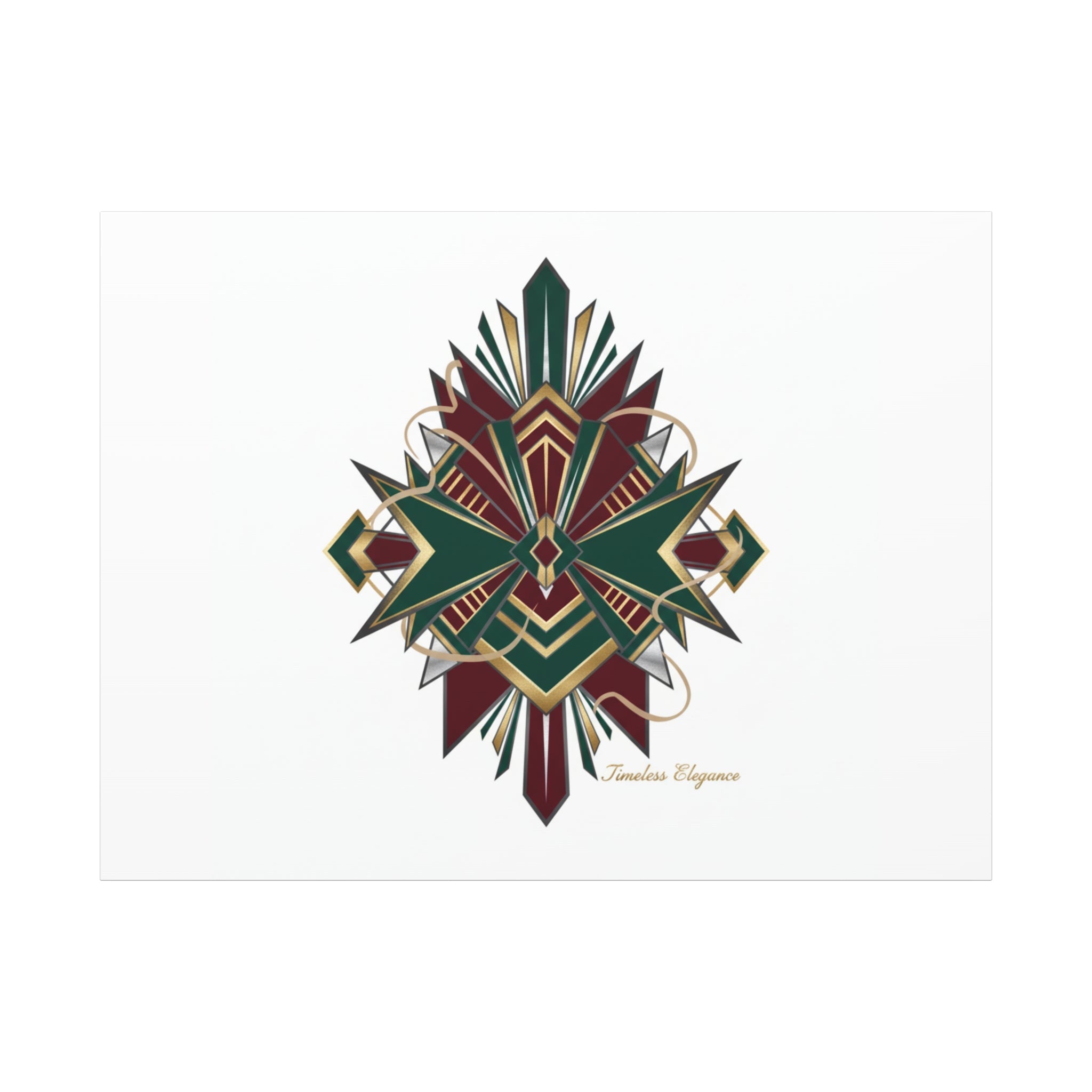 Art Deco geometric brass print Canvas | Neo-Deco chrome & gold fan motif