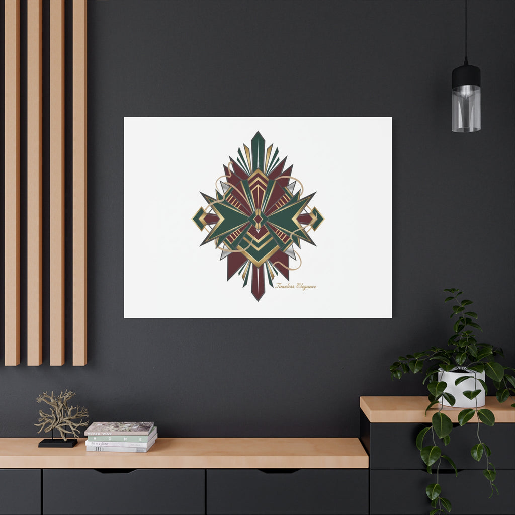 Art Deco geometric brass print Canvas | Neo-Deco chrome & gold fan motif