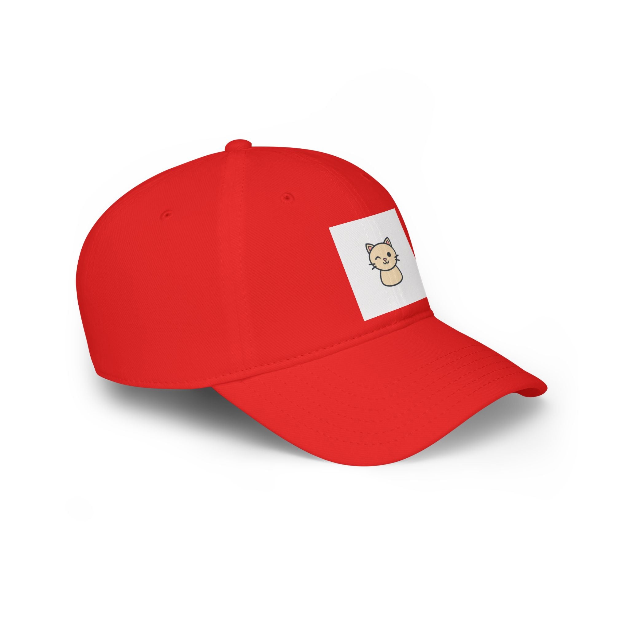 Cute Cat Patch Baseball Cap — Minimalist Kitten Embroidered Hat