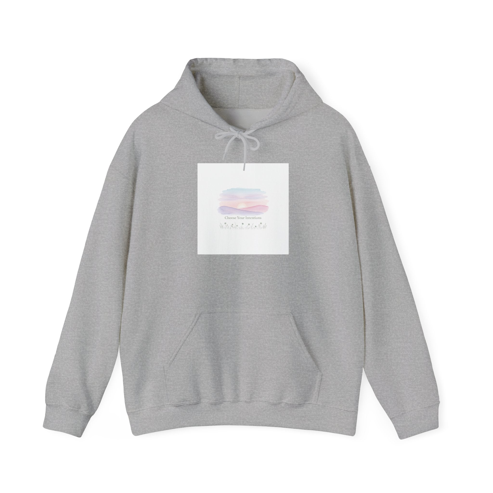 gentle intentions hoodie | soft wellness, mindful resolution art