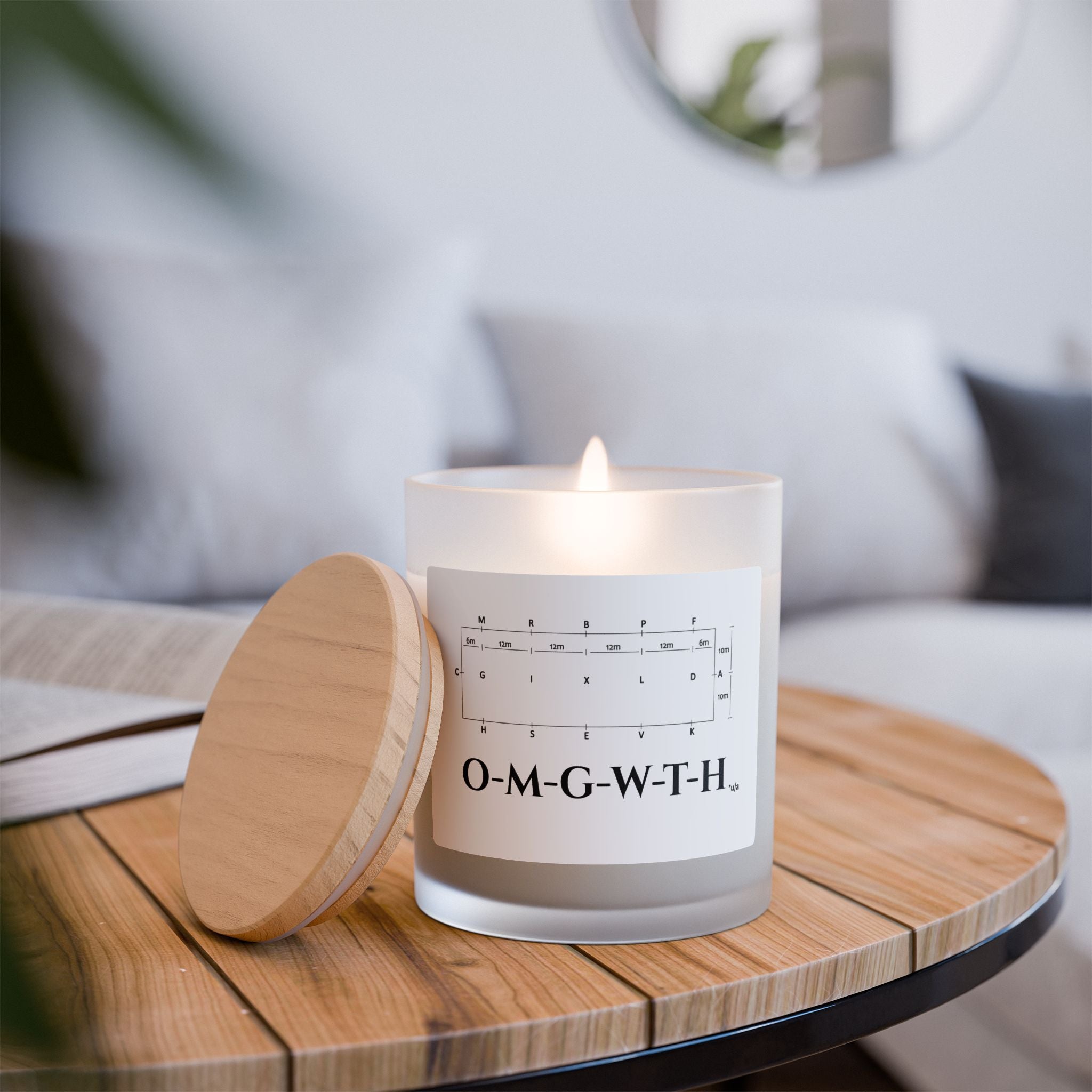 Frosted Glass Candle, 11oz - Dressage Course - OMGWTH