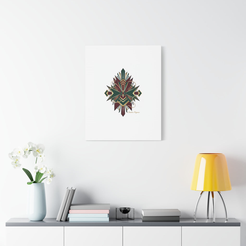 Art Deco geometric brass print Canvas | Neo-Deco chrome & gold fan motif
