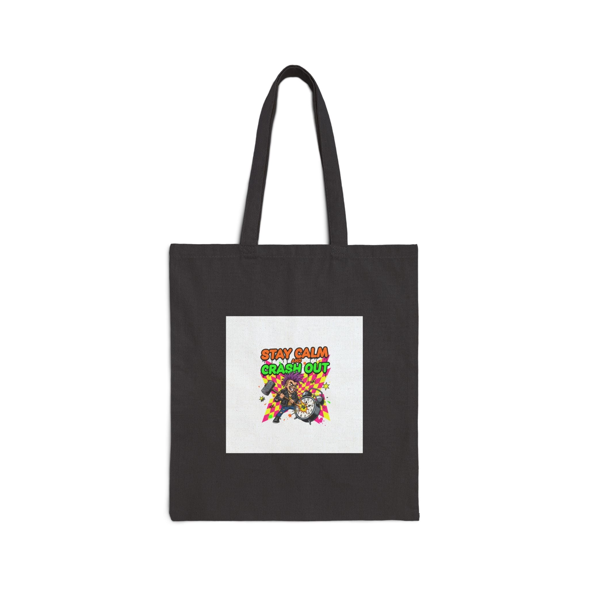 Crash Out warning graphic Tote | neon skatepunk meltdown design