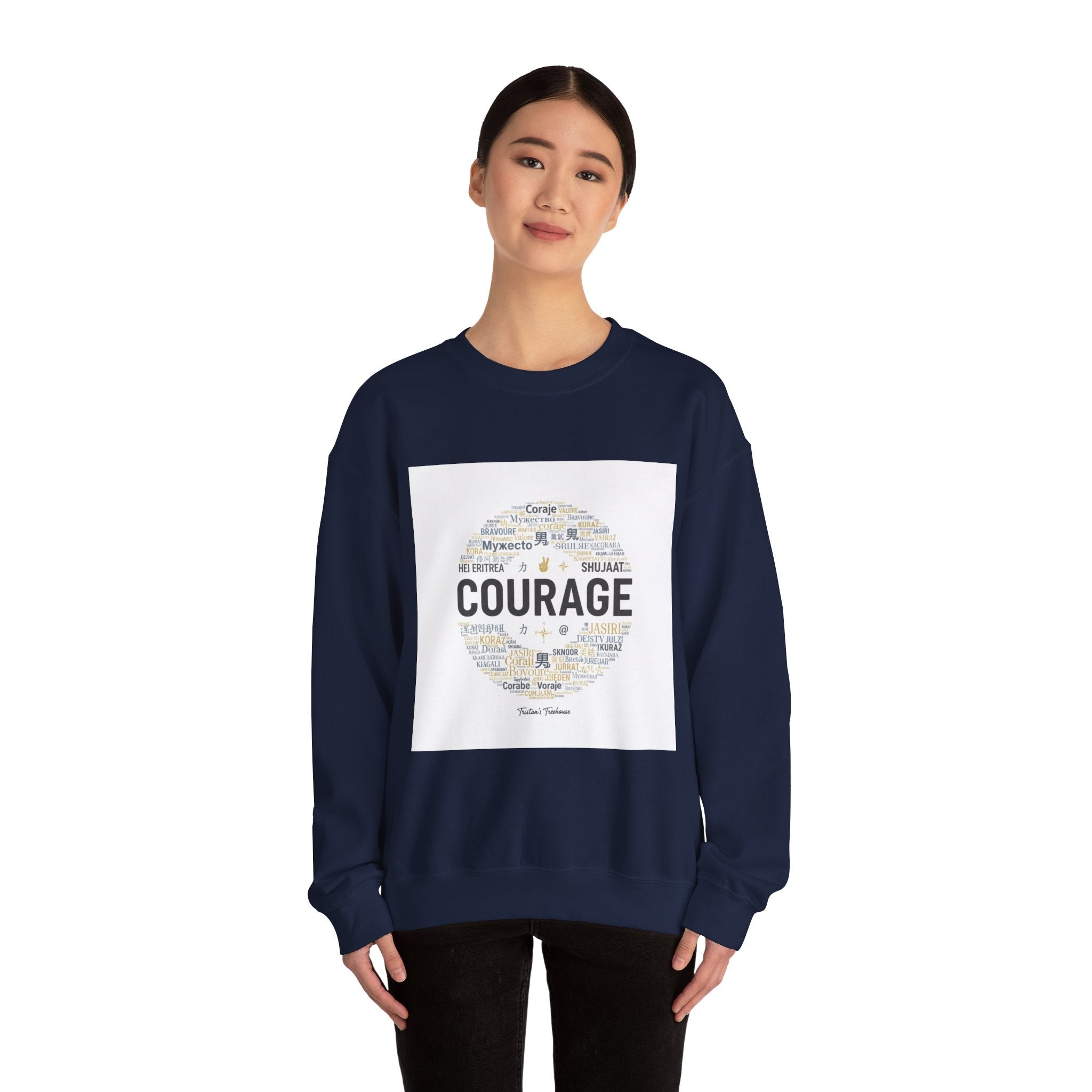 Courage wordcloud Sweatshirt | Fresh Start minimal renewal apparel