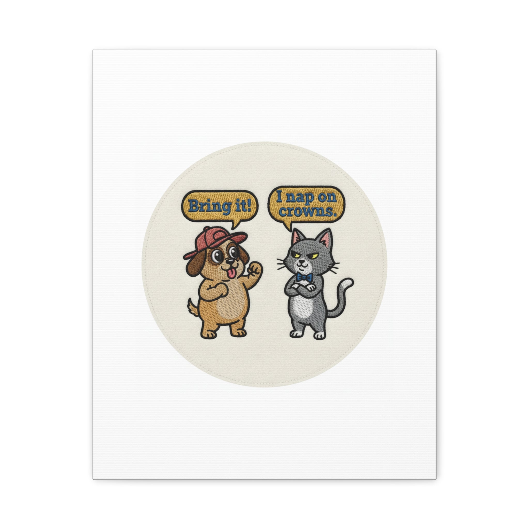 Funny Cat vs Dog Canvas | Pet Rivalry Wall Art