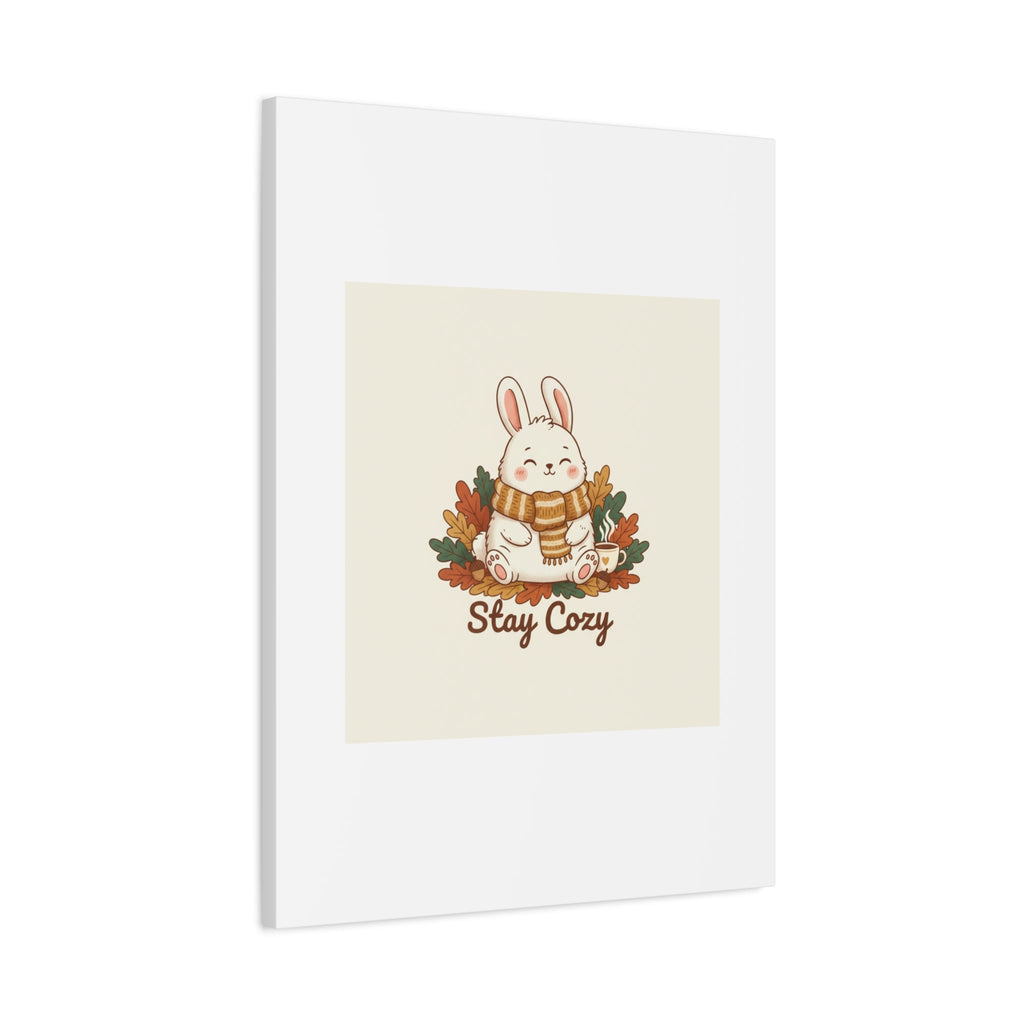 Cozy Bunny Illustration Canvas | Cute Critter Winter Forest Art