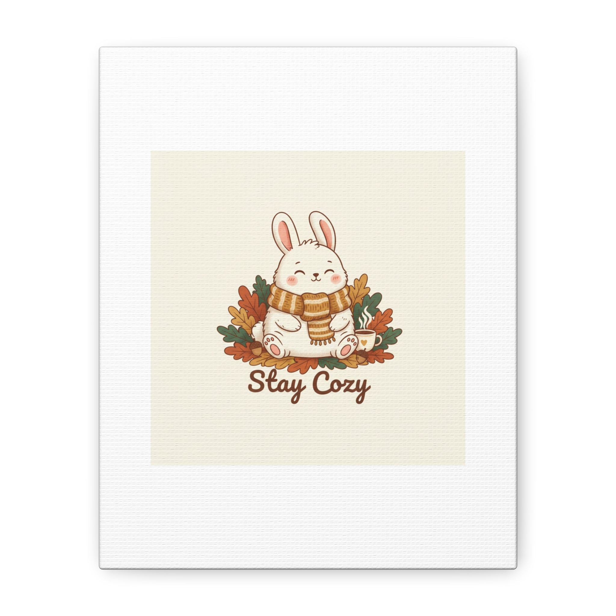 Cozy Bunny Illustration Canvas | Cute Critter Winter Forest Art