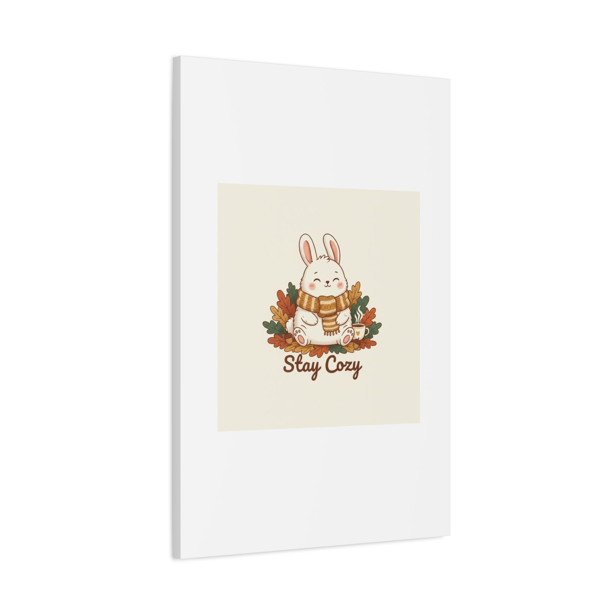 Cozy Bunny Illustration Canvas | Cute Critter Winter Forest Art