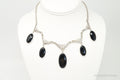 Antique Black Onyx Art Deco Silver Bib Necklace